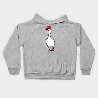 White Goose Wearing Stolen Red Hat Kids Hoodie